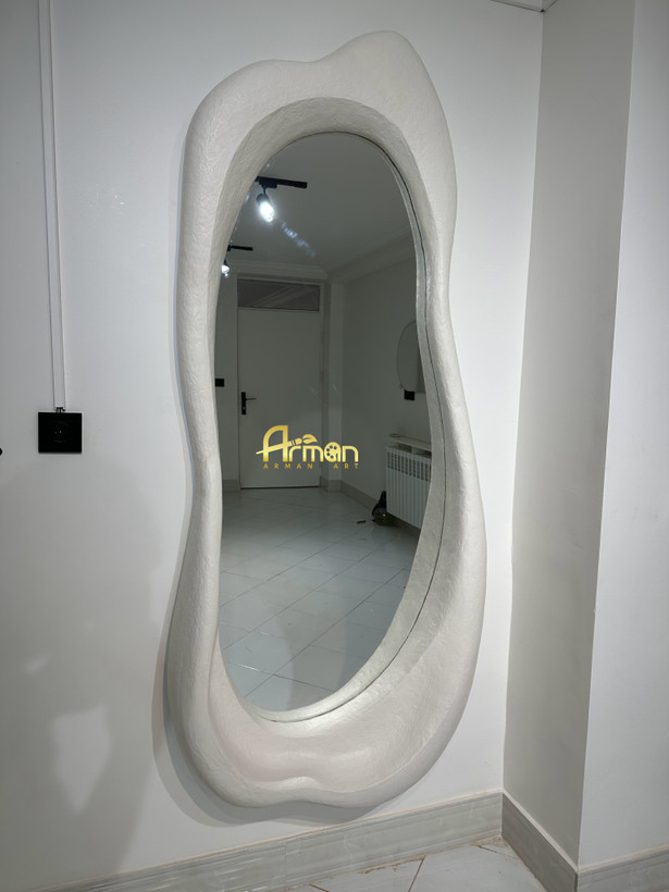 قاب آینه قدی دفرمه پاپیه ماشه مدل پیشخان دار